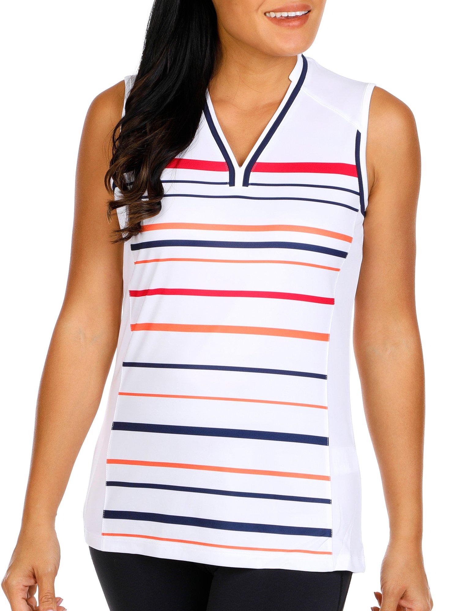 Women's Active Golf Sleeveless Striped Top