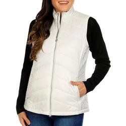 Women's Solid Quilted Vest - White