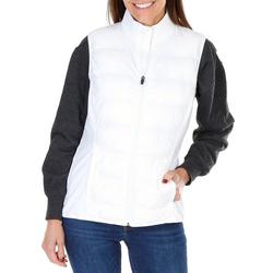 Women's Solid Quilted Front Vest - White
