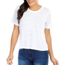 Women's Embroidered Kiss Short Sleeve Top