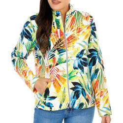 Women's Palm Print Zip Up Jacket