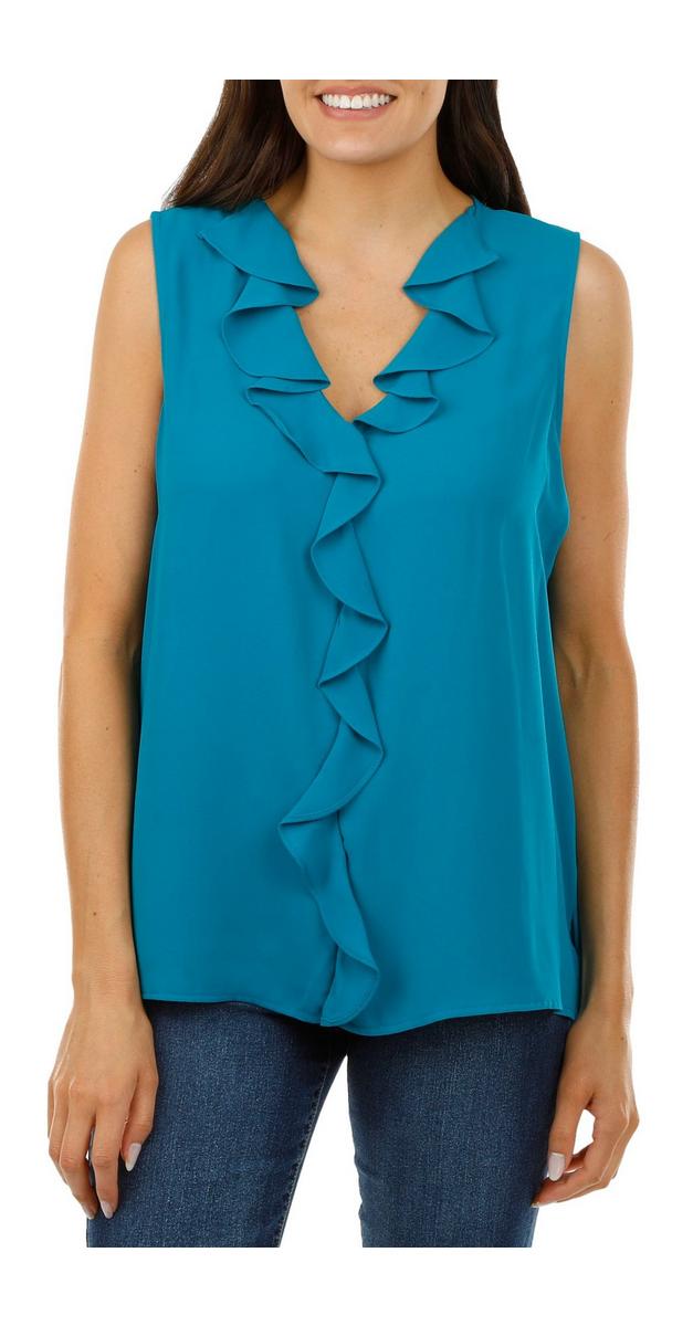 Women's Sleeveless Ruffle Top - Turquoise | bealls