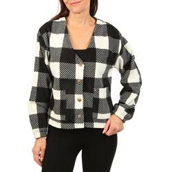 Women's Checkered Knit Top - Black
