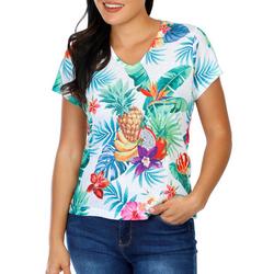 Women's Tropical Floral Short Sleeve Top