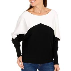 Women's Long Sleeve Colorblock Pullover Sweater - Black
