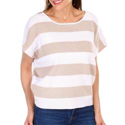 Women's Striped Short Sleeve Sweater Top