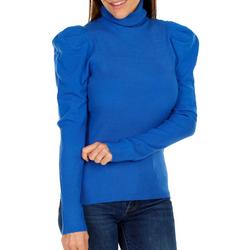 Women's Solid Puff Sleeve Pull Over Sweater - Blue