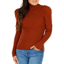 Women's Solid Puff Sleeve Pull Over Sweater - Burgundy
