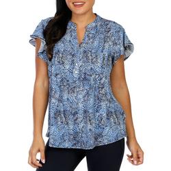 Women's Printed Flutter Sleeve Top