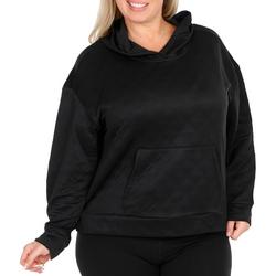 Women's Plus Solid Quilted Pullover Hoodie - Black