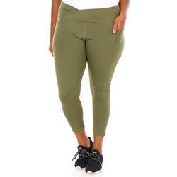 Women's Plus Solid Crossover Leg Pants - Green