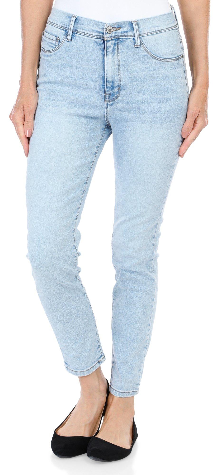 Buy Go Colors Women Solid Light Blue Denim Mid Rise Skinny Jeans online