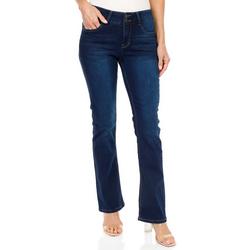 Women's 2-Button Solid Stretch Denim Jeans - Dark Wash