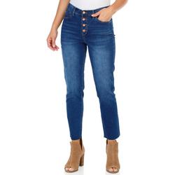 Women's Solid Button Fly Skinny Jeans