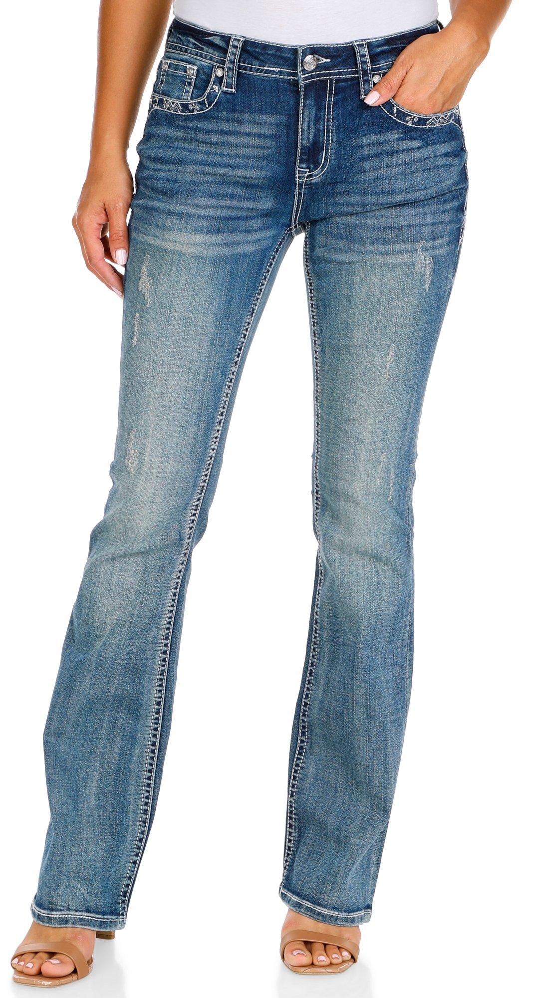 Women's Easy Fit Distressed Straight Leg Jeans