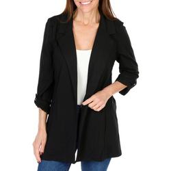 Women's Solid Quarter Sleeve Casual Jacket - Black