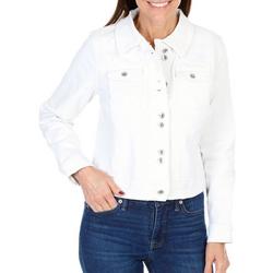 Women's Solid Classic Denim Jacket - White