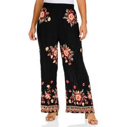 Women's Embroidered Floral Pull On Pants