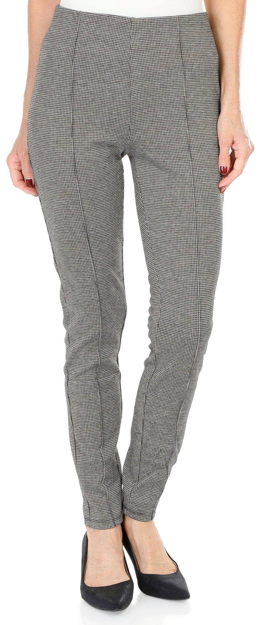 Women's Plaid Print Pull On Pants - Black