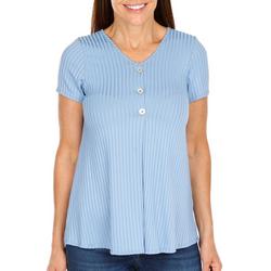 Women's Solid Ribbed Top -Blue