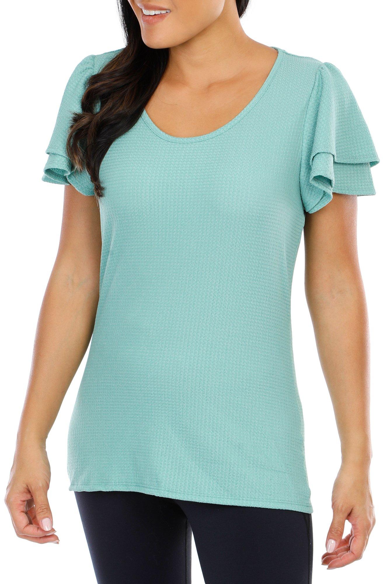 Women's Short Sleeve Solid Knit Top