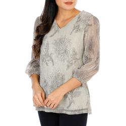 Women's Ribbed Floral Blouse