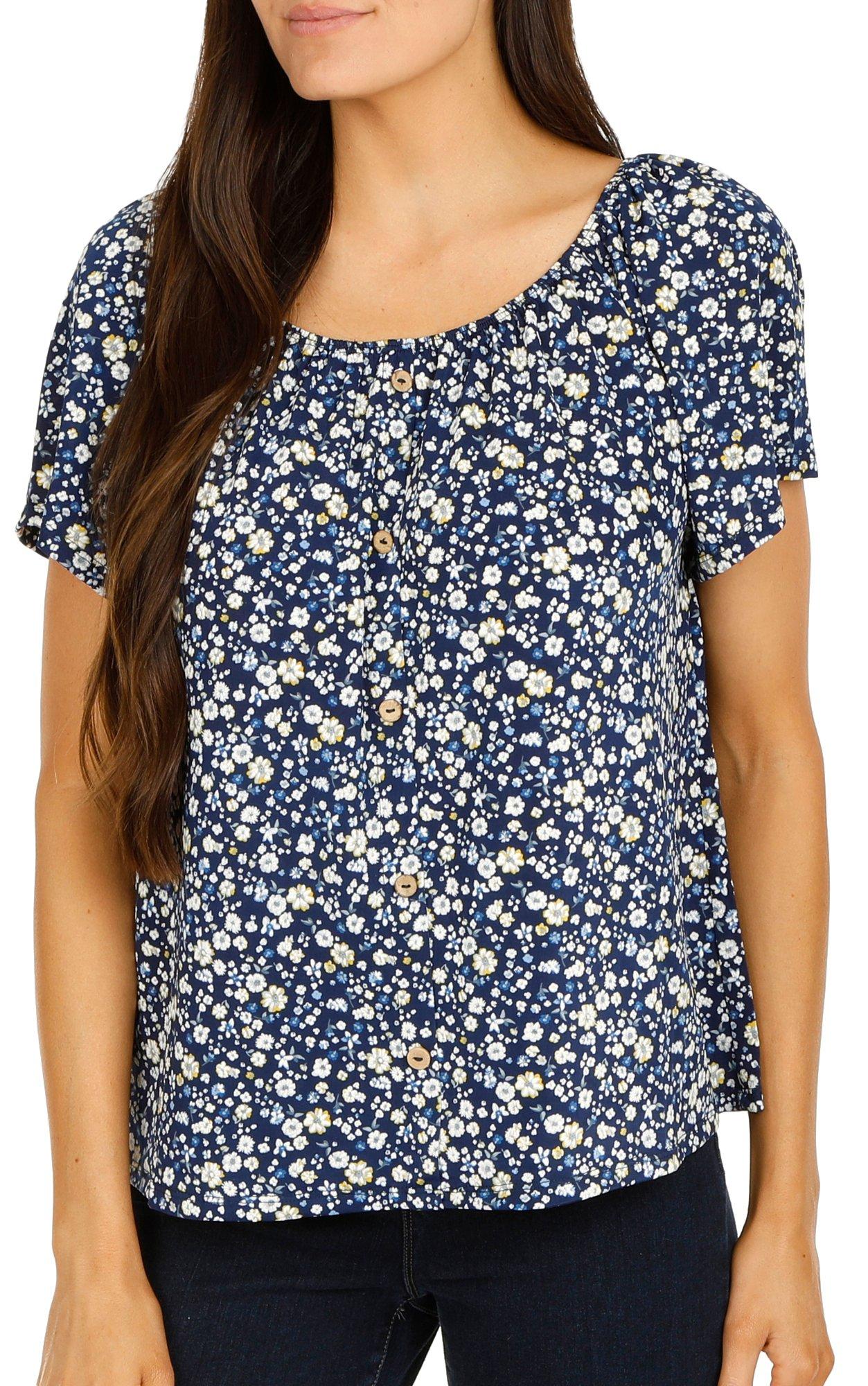 Women's Floral Print Top - Blue