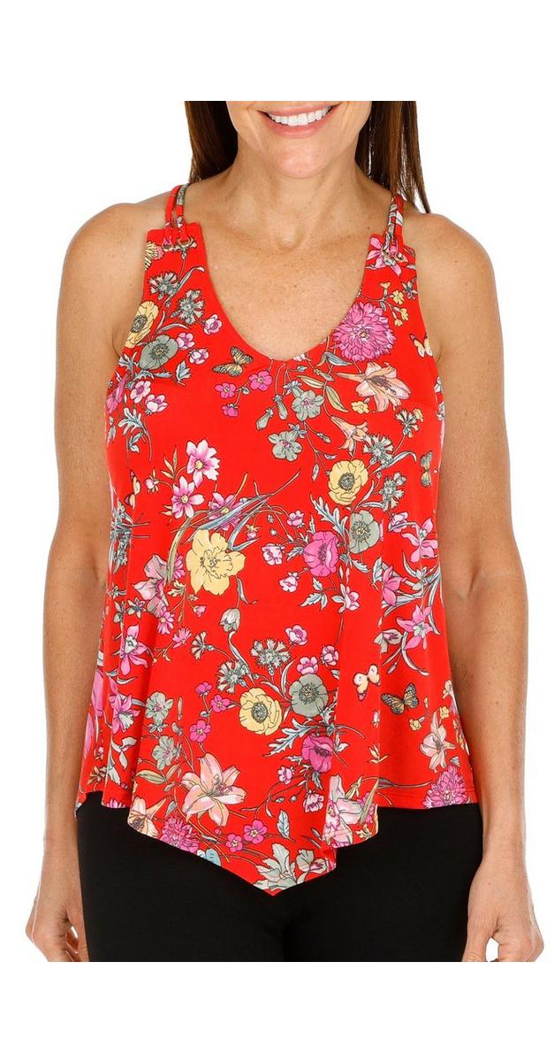 Women's Sleeveless Floral Print Top Red bealls