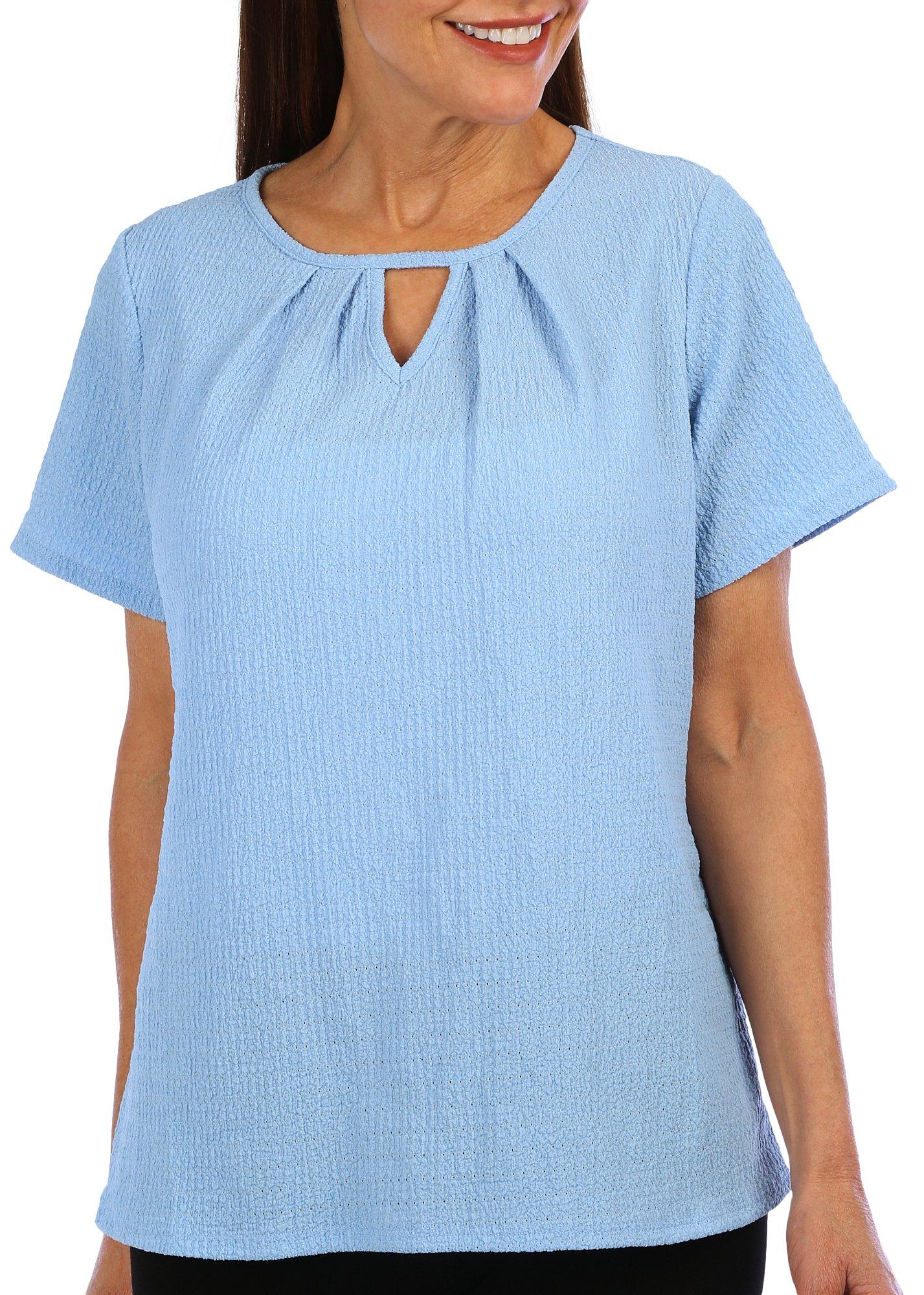 Women's Solid Keyhole Front Top