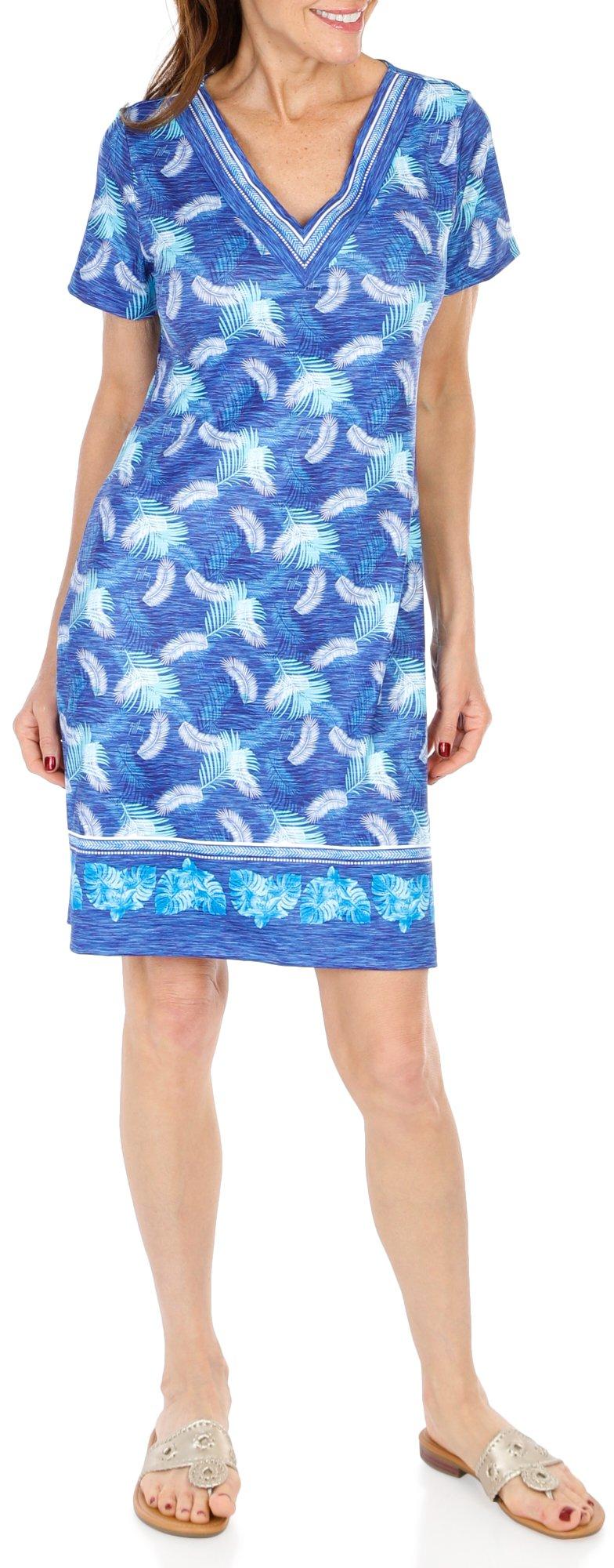 Women's Outdoor Palm Leaf Print Dress