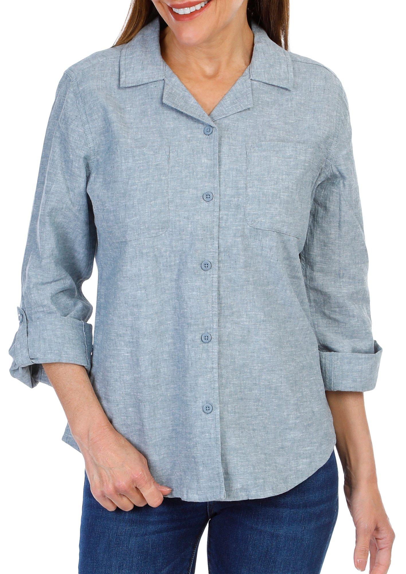 Women's Solid Button Down Top