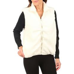 Women's Solid Sherpa Vest - White