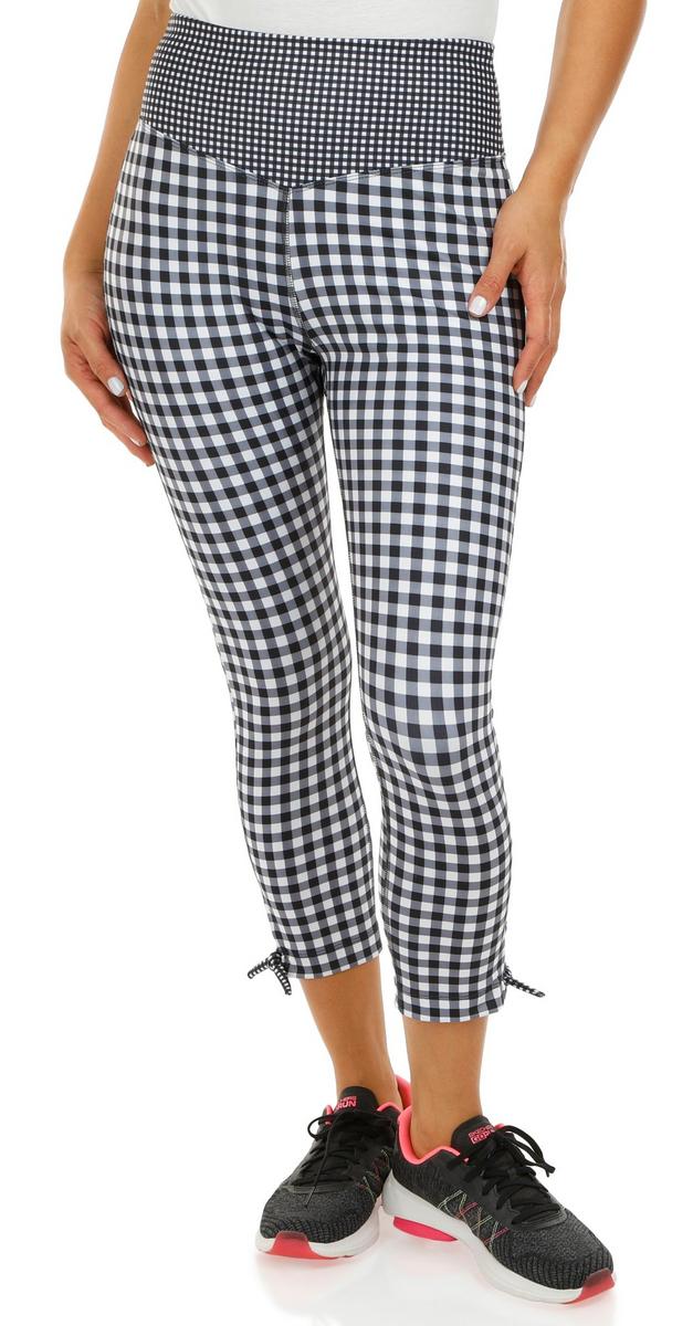 Womens Active Gingham Print Capris Black Bealls