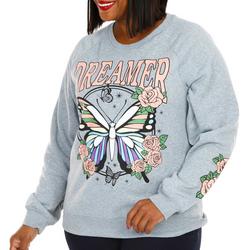 Juniors Plus Dreamer Butterfly Pull Over - Grey