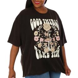 Juniors Plus Good Things Floral Graphic Tee