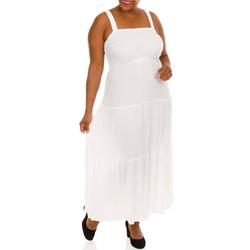 Juniors Plus Sleeveless Solid Dress - White