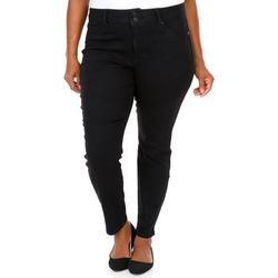 Women's Plus Solid Skinny Jeans - Black