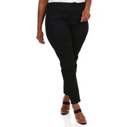 Women's Plus Solid Ankle Jeans - Black