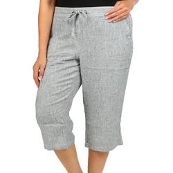 Women's Plus Linen Striped Capri Pants