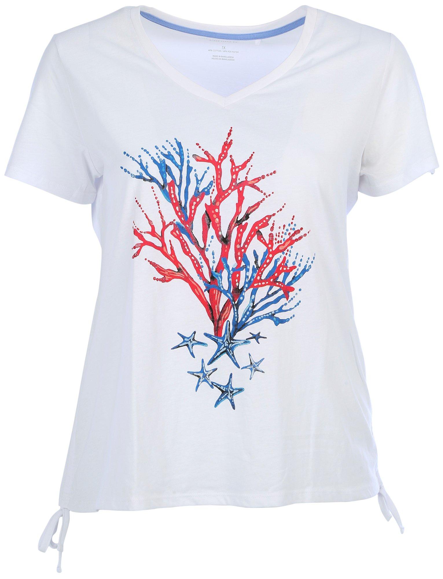 Women's Plus Americana Coral Reef Graphic Top