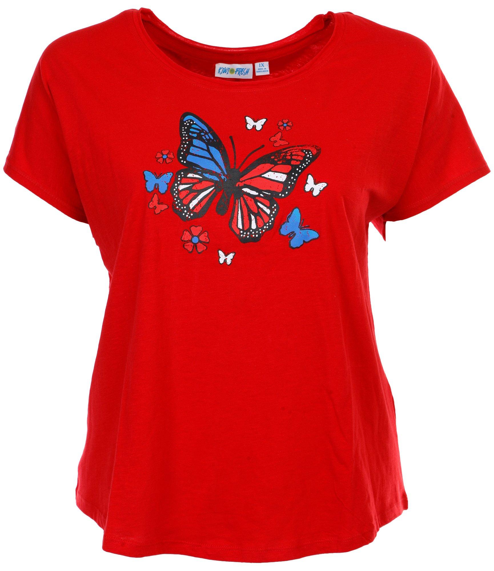 Women's Plus Americana Butterfly Graphic Top