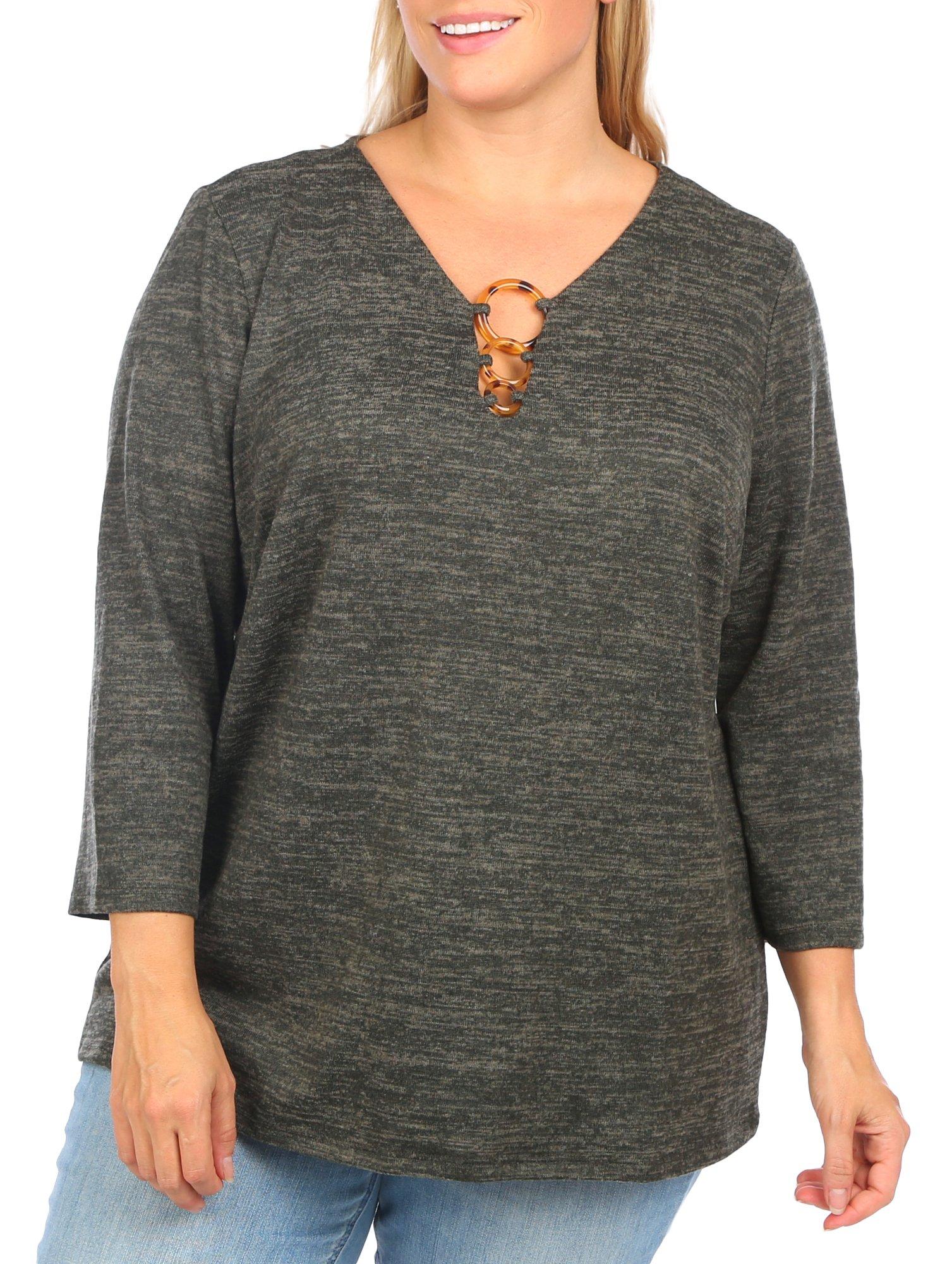 Women's Plus 3-Ring Neckline Knit Top