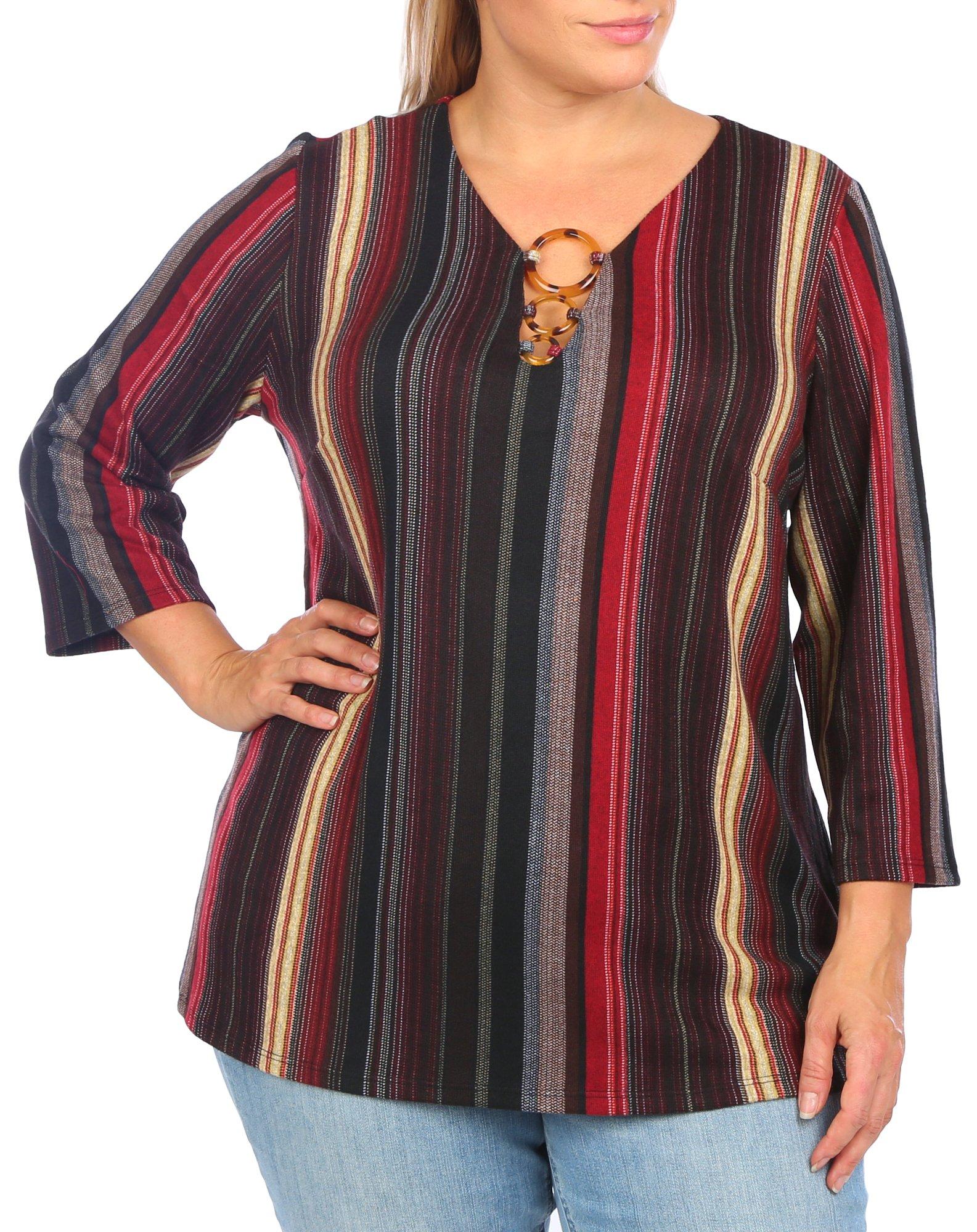 Women's Plus 3-Ring Neckline Knit Top