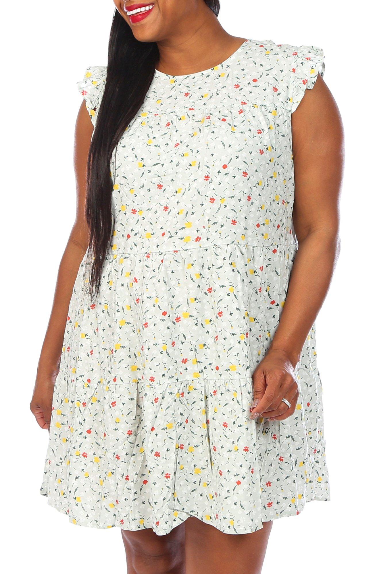 Juniors Plus Floral Print Midi Dress