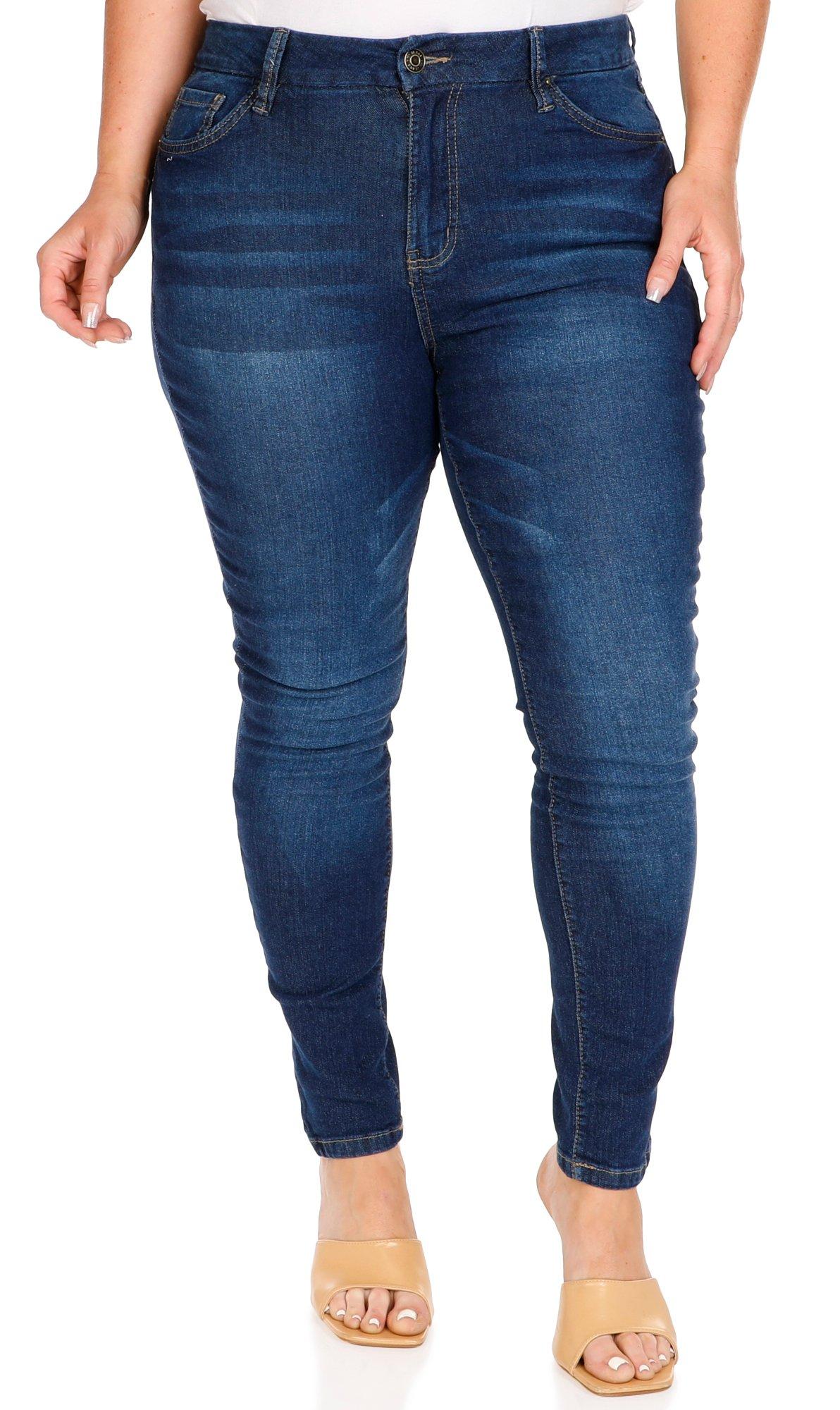 Juniors Plus Skinny Jeans - Dark Wash