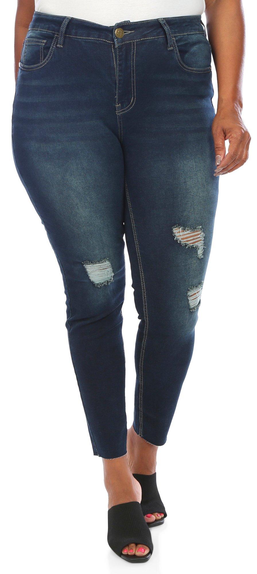 Juniors Plus Distressed Skinny Jeans