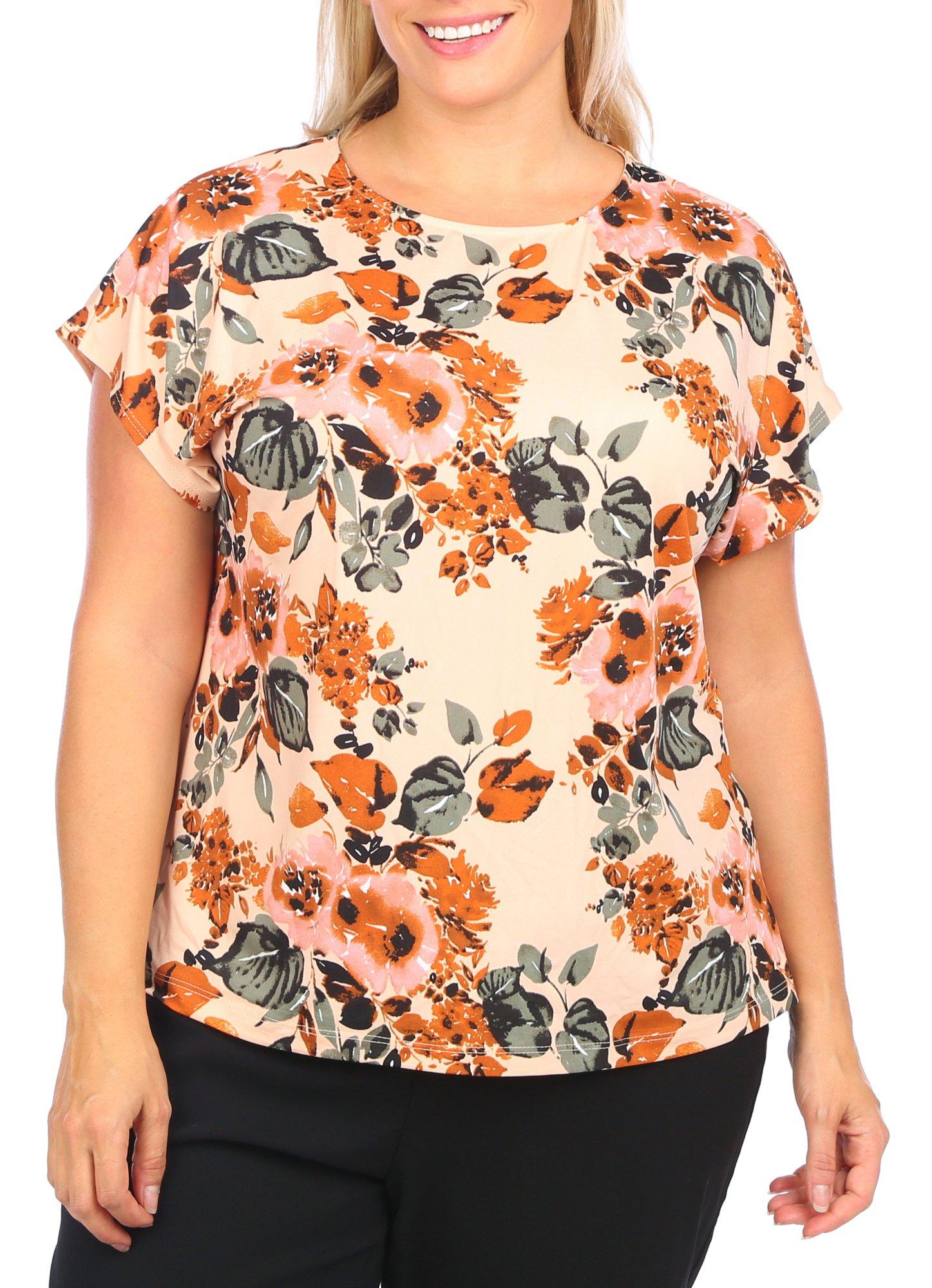 Women's Plus Floral Short Sleeve Top