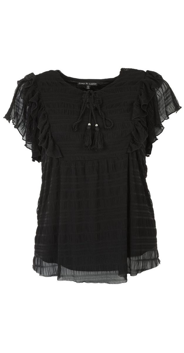 Women's Plus Solid Ruffle Top - Black | bealls