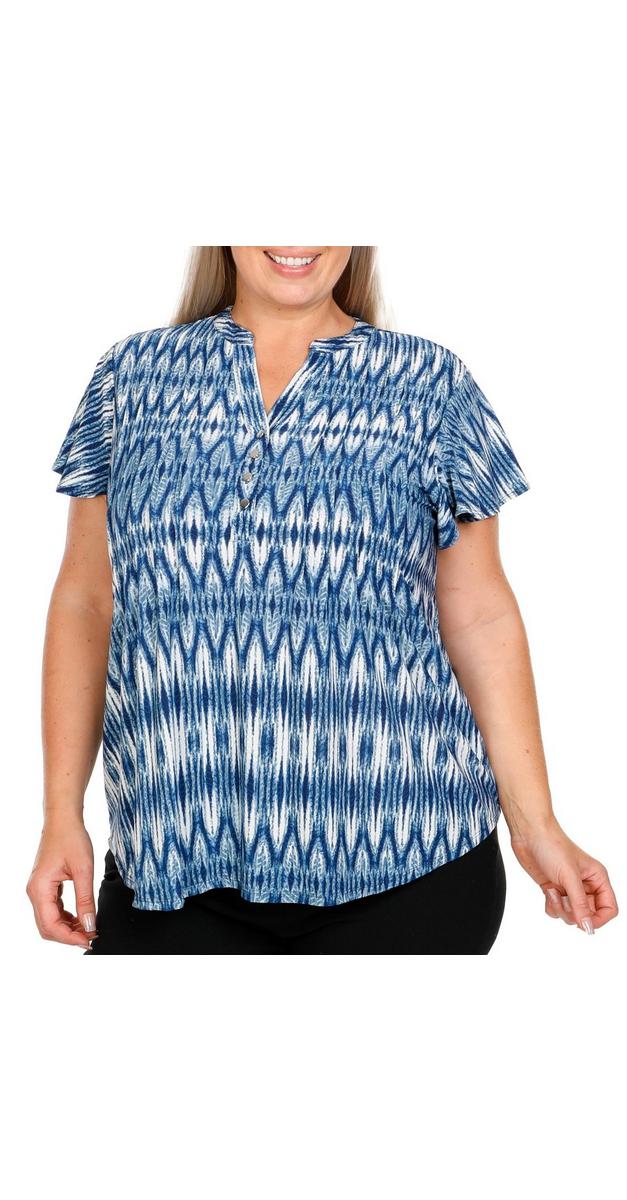 Women's Plus Chevron Print Top Blue bealls