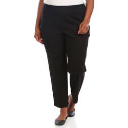 Women's Plus Solid Textured Pants - Black